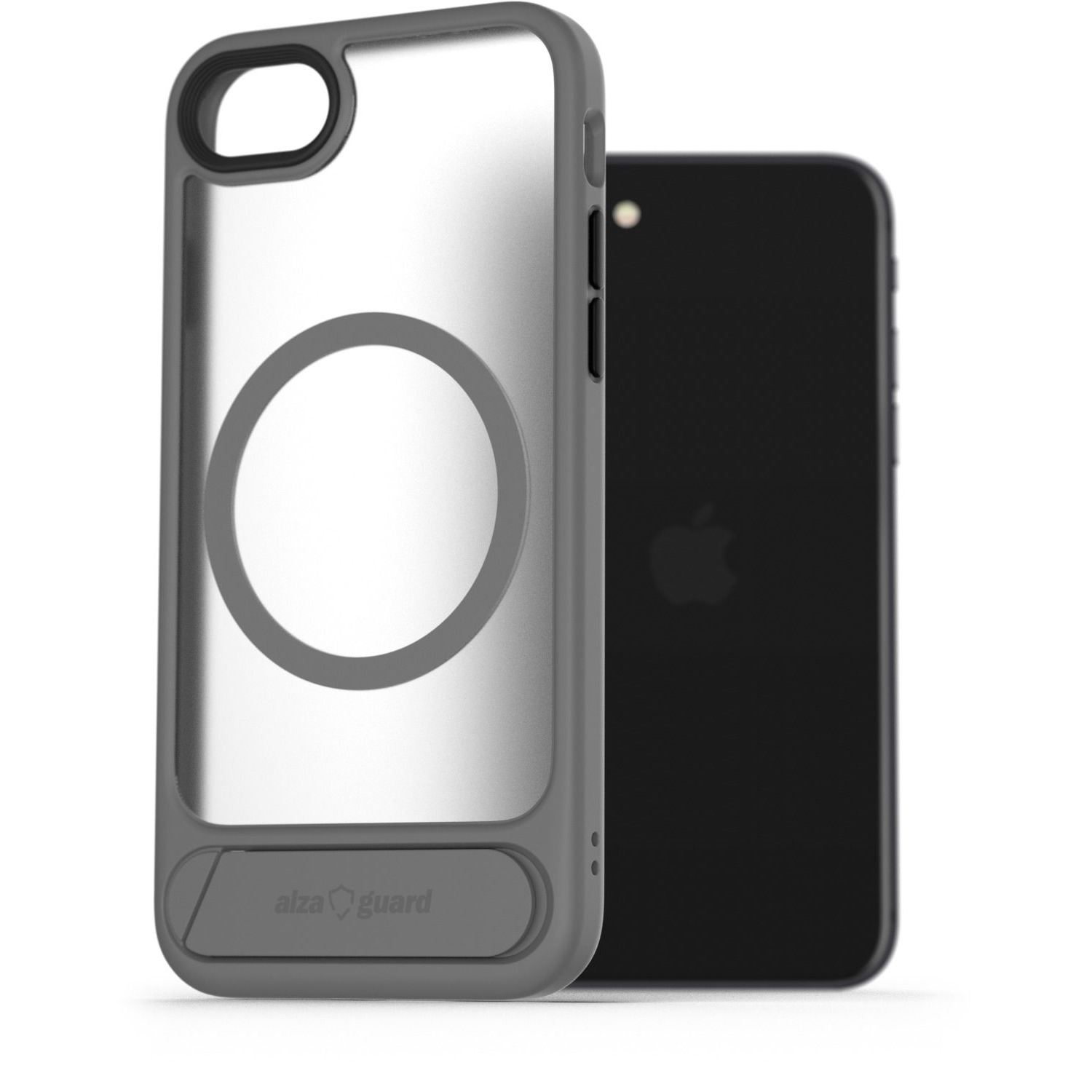 AlzaGuard Matte Case with Stand Compatible with MagSafe for iPhone 7 / 8 / SE 2020 / SE 2022 szürke tok (AGD-PCH00010Y)