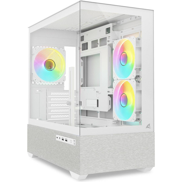 Sharkoon MK7 ARGB számítógépház - micro-ATX, edzett üveg, 3db 120mm-es ARGB PWM ventilátor, fehér