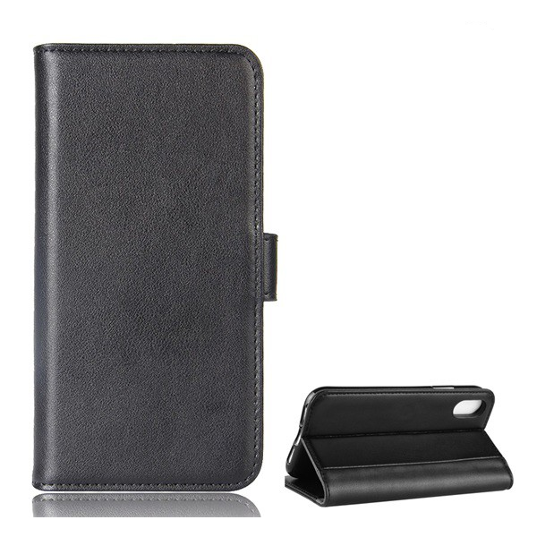 Tok álló, valódi bőr (FLIP, oldalra nyíló, asztali tartó funkció) FEKETE [Apple iPhone XS Max 6.5] (5996457804634)