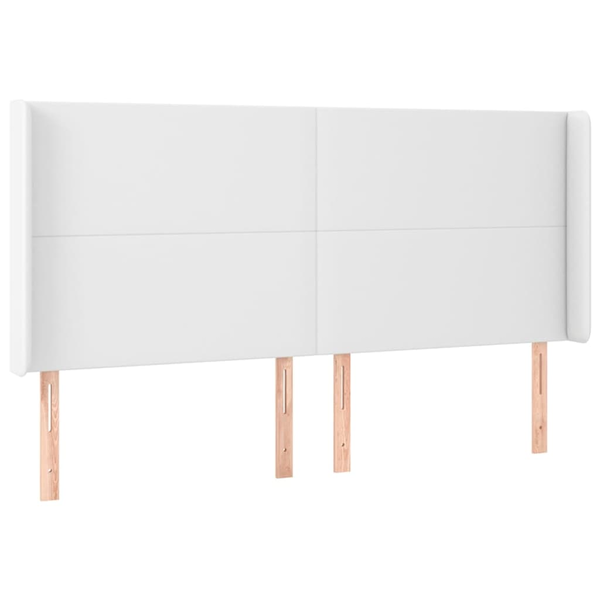 Tăblie de pat cu aripioare, alb, 183x23x118/128 cm, piele eco