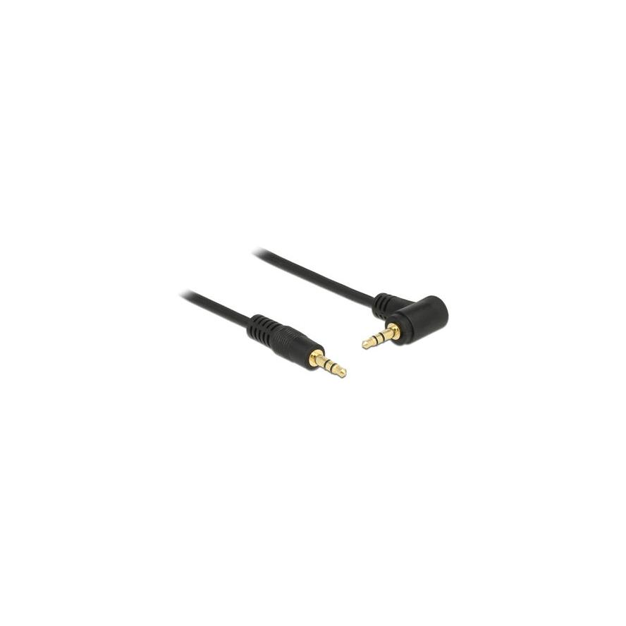 DeLock Stereo Jack Cable 3.5 mm 3 pin male > male angled 1m Black (83754)