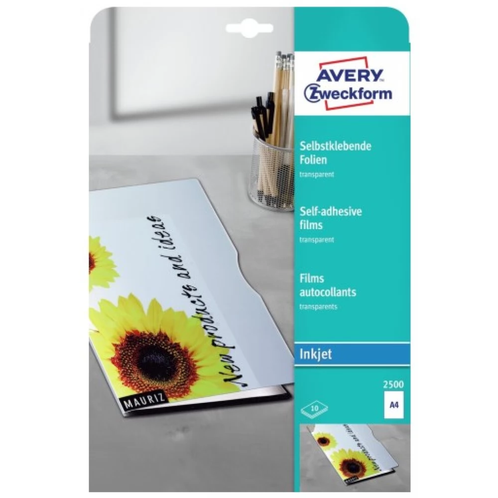 AVERY 2500 tintasugaras nyomtatóhoz öntapadó fólia A4 10 db (2500)