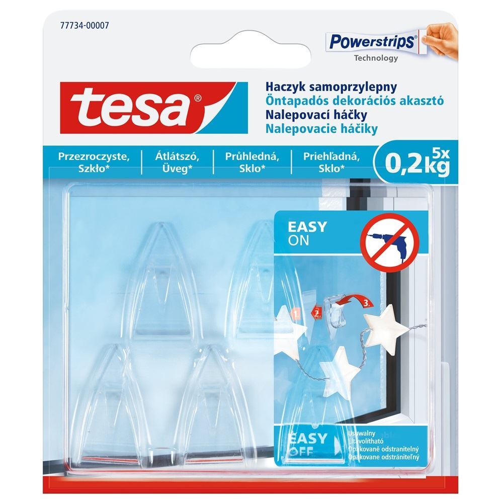Tesa Powerstrips öntapadós műanyag akasztó átlátszó (4042448353634) (4042448353634)