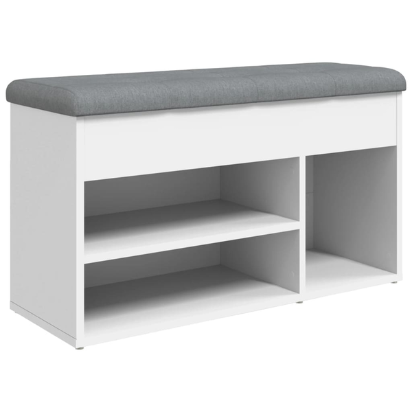 fehér szerelt fa cipőtároló pad 82 x 32 x 45,5 cm