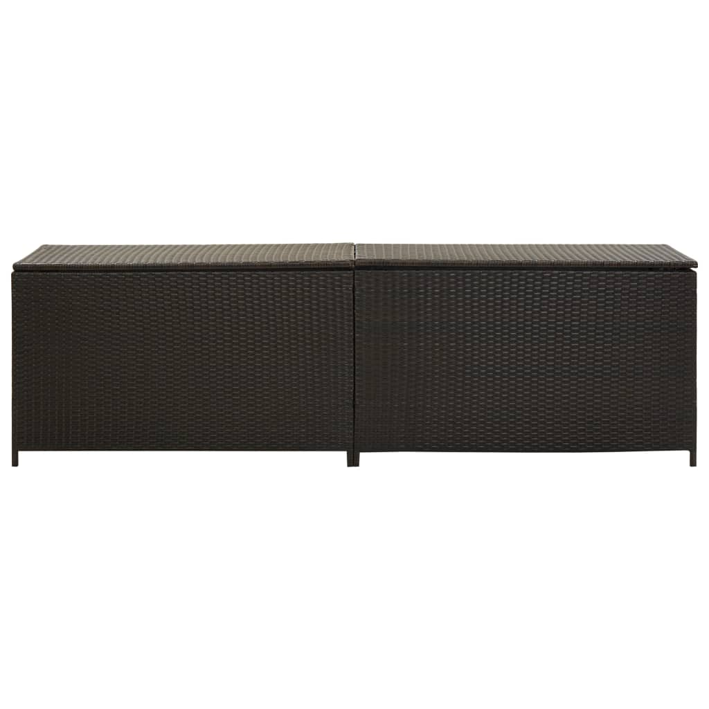 barna kerti polyrattan tárolóláda 200 x 50 x 60 cm (46475)