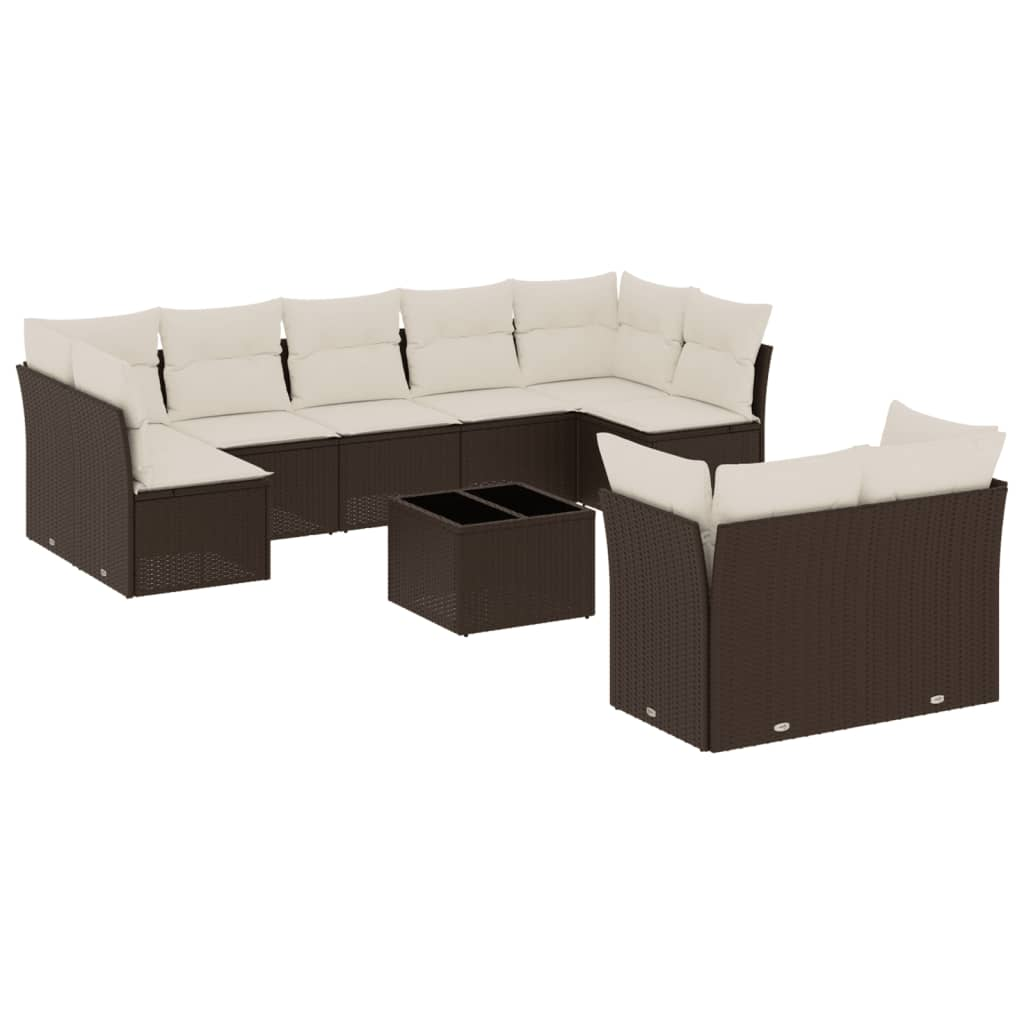 10 részes barna polyrattan kerti ülőgarnitúra párnákkal (3250002)