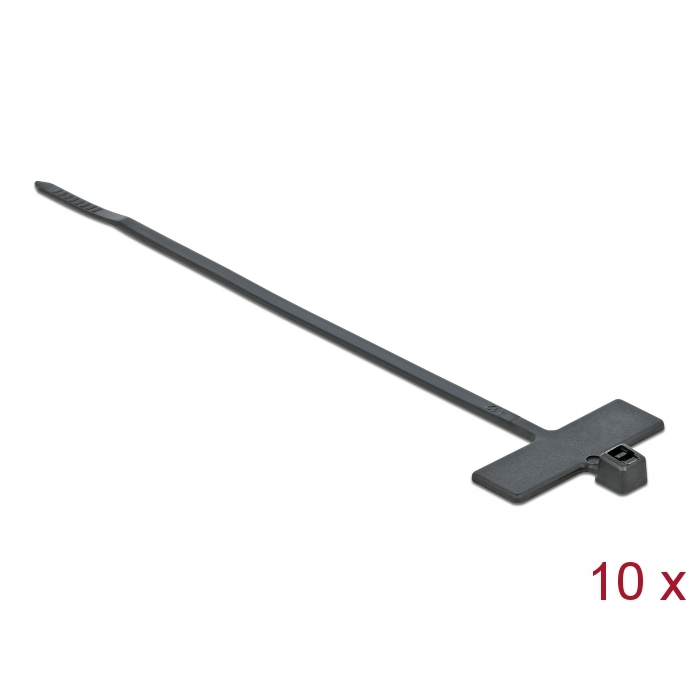 Delock Kábelkötöző címkével Hx 200 x Sz 2,5 mm, 10 darab fekete (18959) (18959)