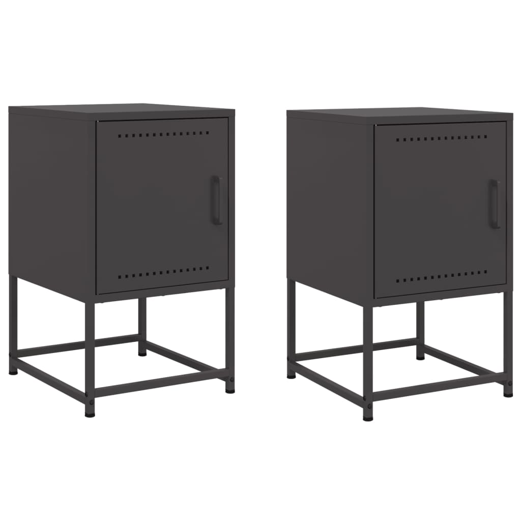 2 db fekete acél éjjeliszekrény 36x39x60,5 cm (846447)