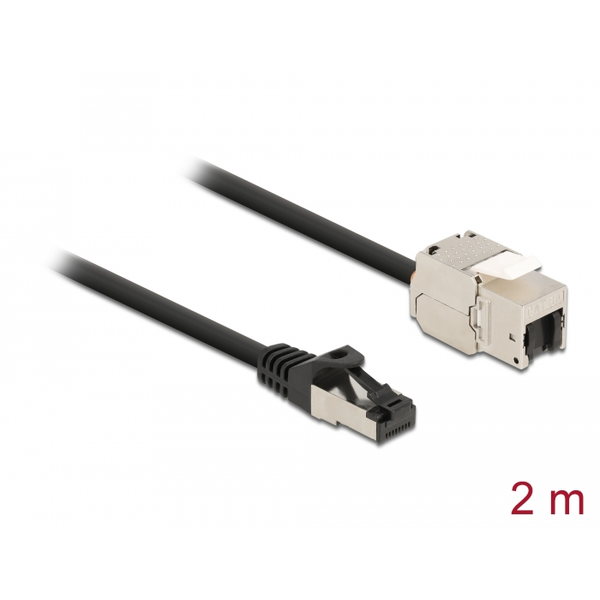 DELOCK Kabel RJ45 Stecker zu Keystone Modul RJ45 Buchse 2m