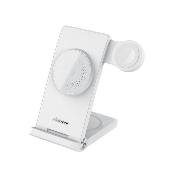 NILLKIN POWERTRIO asztali töltőállvány 3in1 (15W, MagSafe, wireless, Apple Watch töltő) fehér (GP-138514)