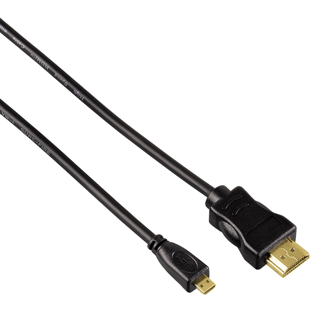 Hama HDMI 0.5m HDMI kábel 0,5 M HDMI A-típus (Standard) HDMI D-típus (Micro) Fekete (74239)
