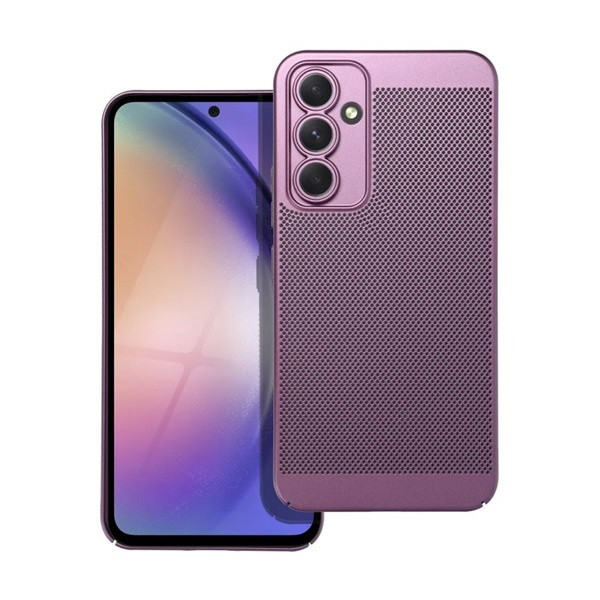 Samsung Galaxy A54 5G SM-A546B, Műanyag hátlap védőtok, légáteresztő, lyukacsos minta, Breezy, lila (RS142588)