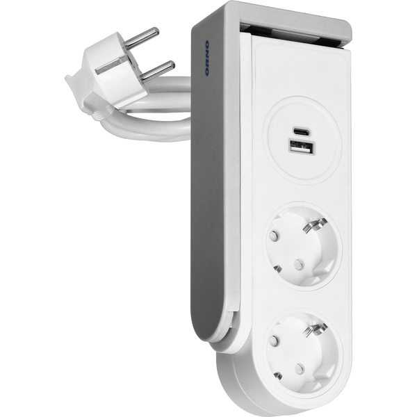 Schuko-Típusú Asztali Aljzatcsík USB-töltővel És Rugós Rögzítőkapoccsal