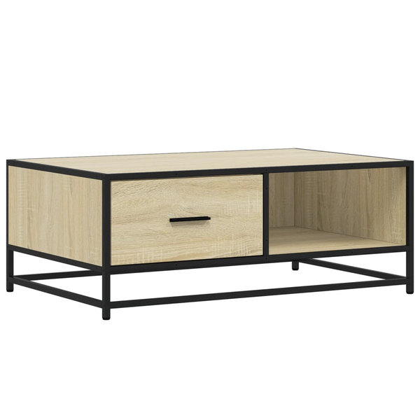 Măsuță cafea stejar sonoma 90x57x35 cm lemn prelucrat și metal