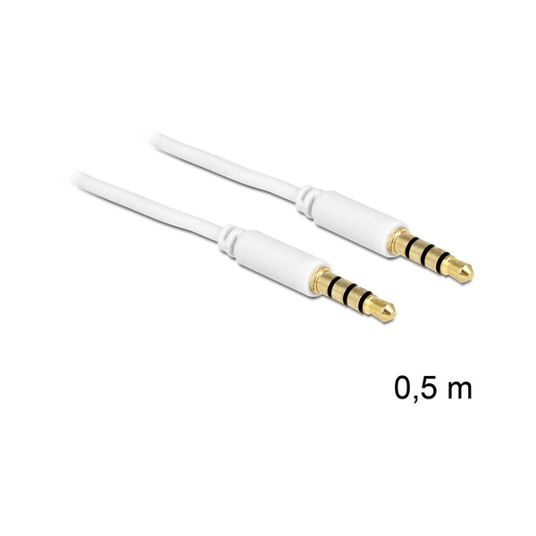 DELOCK Klinkekabel 3,5mm -> 3,5mm St/St 0.50m 4Pin weiß