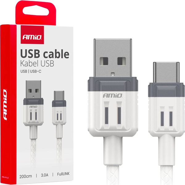 Kabel USB AMiO Kabel do ładowania usb-a - usb-c 3a 200cm fulllink amio-03906