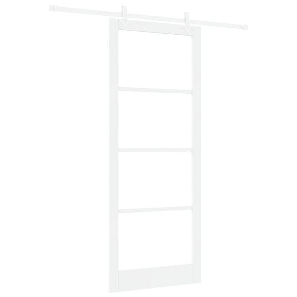 Set uși glisante cu hardware alb 93x232 cm din lemn masiv de pin, Ușă interioară cu sticlă 'ORKDAL'alb 93x232x4 cm