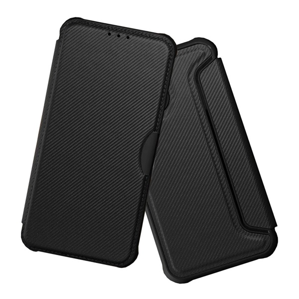 gigapack Tok álló, bőr hatású (FLIP, oldalra nyíló, ütésállóság, légpárnás sarok, kameravédő, karbon minta) FEKETE Samsung Galaxy A35 5G (SM-A356) " csomagolás" (GP-154428)