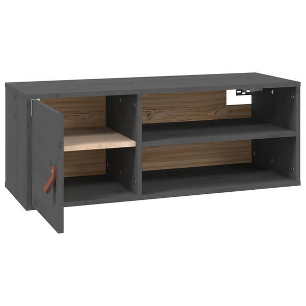 Dulap de perete, gri, 80x30x30 cm, lemn masiv de pin