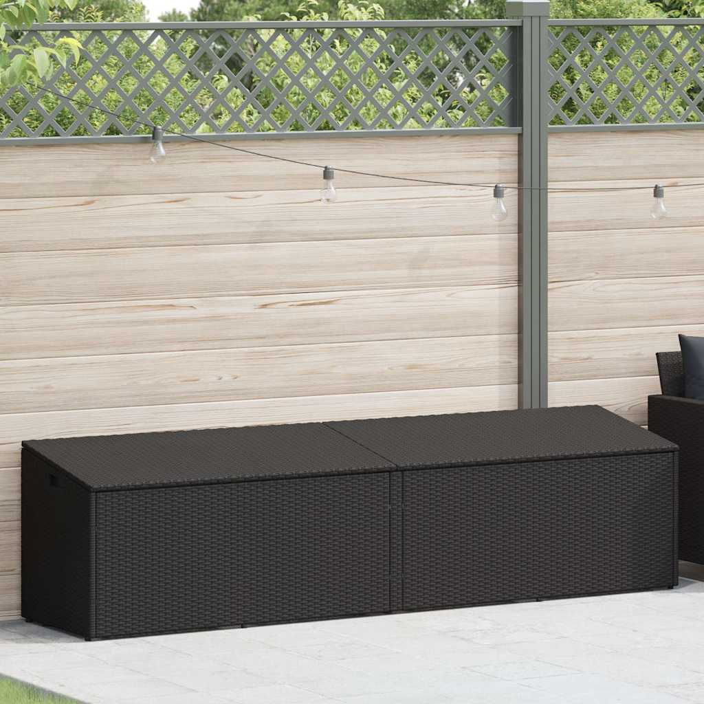 fekete polyrattan kerti tárolóláda 220x50x58 cm (4104074)