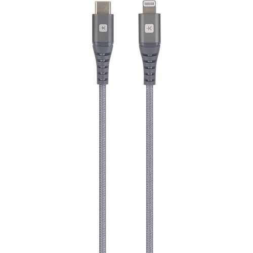 Кабел Skross, USB-C - Lightning, Метална оплетка, 1.20 м, Сив