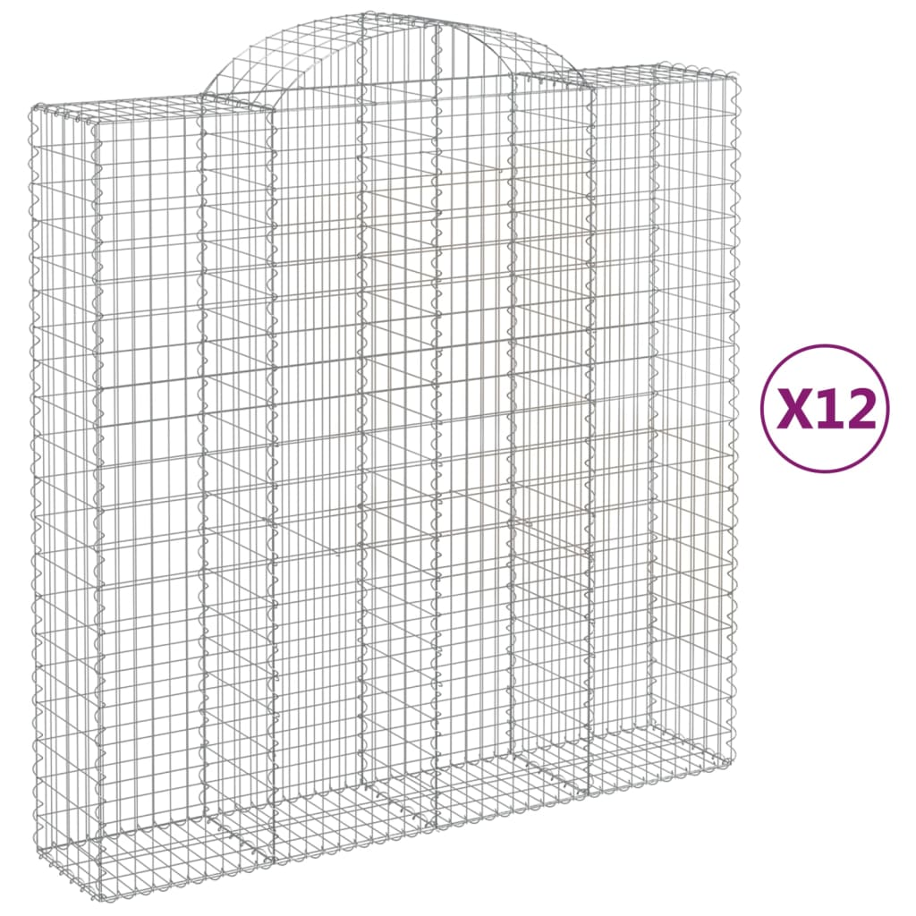 12 db íves horganyzott vas gabion kosár 200x50x200/220 cm (3146435)