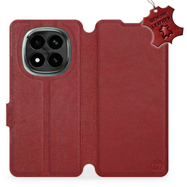 Mobiwear Xiaomi Redmi Note 14 Pro Plus 5G sötétpiros bőr flip tok