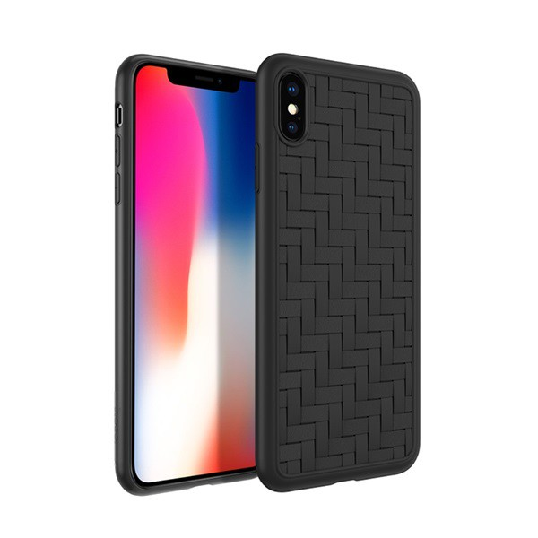 HOCO TRACERY szilikon telefonvédő (fonott minta) FEKETE [Apple iPhone XS 5.8] (5996457810260)