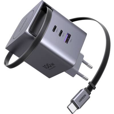UGREEN Nexode GaN hálózati töltő zatahovací kábellel 100W ezüst 65828