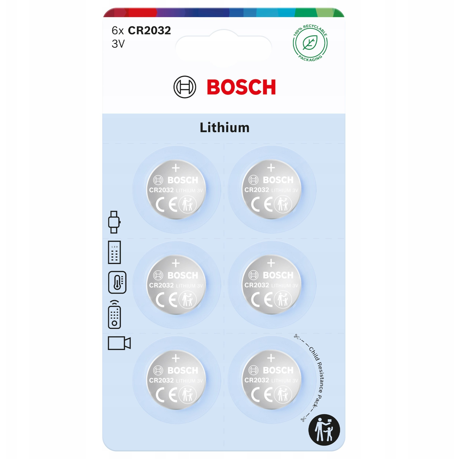 Bosch GOMBELEM LÍTIUM 3.0V 6-BLISZTER (CR2032B6/00) (CR2032B6/00)