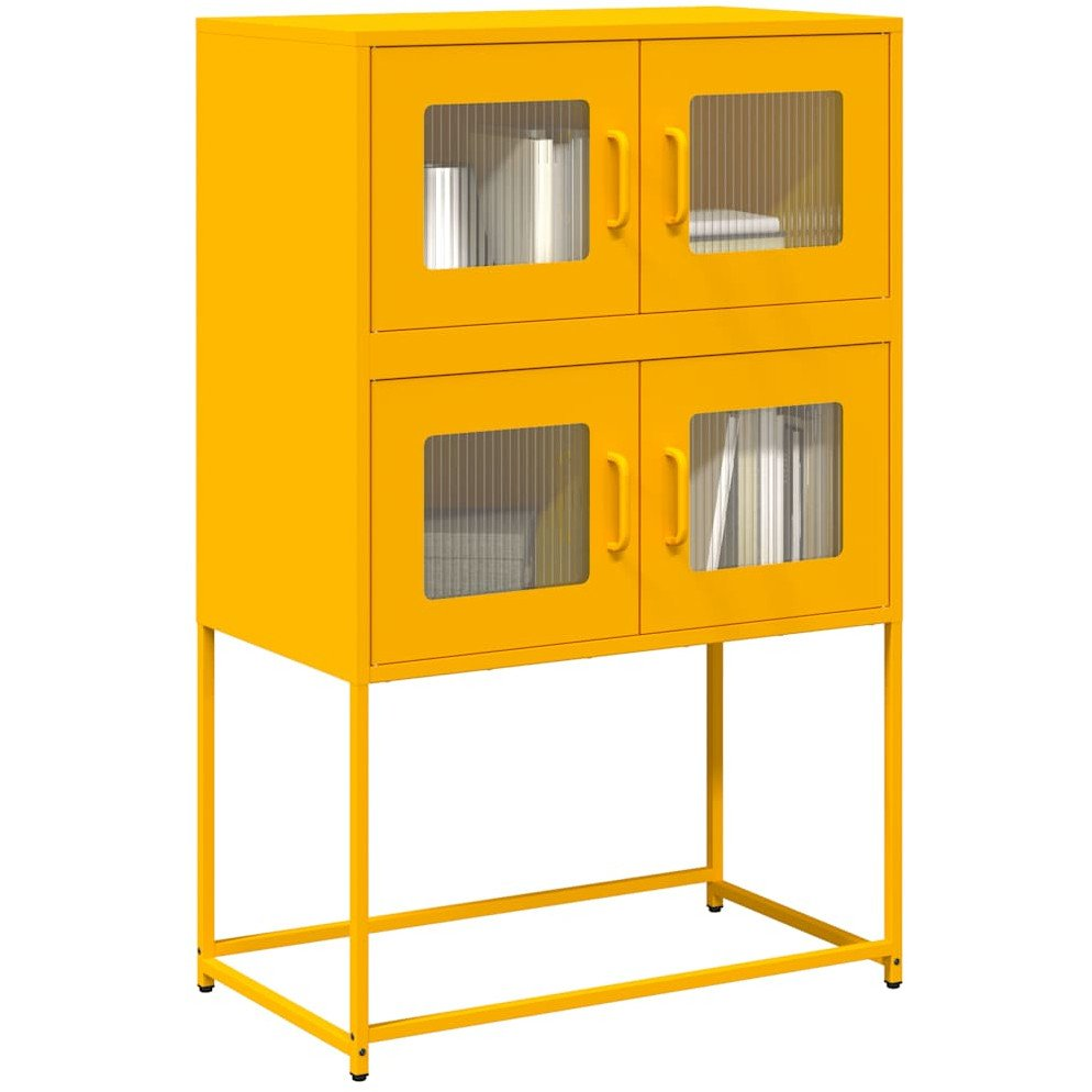 Highboard Mustársárga 68x39x107 cm Acél (853347 VidaXL)