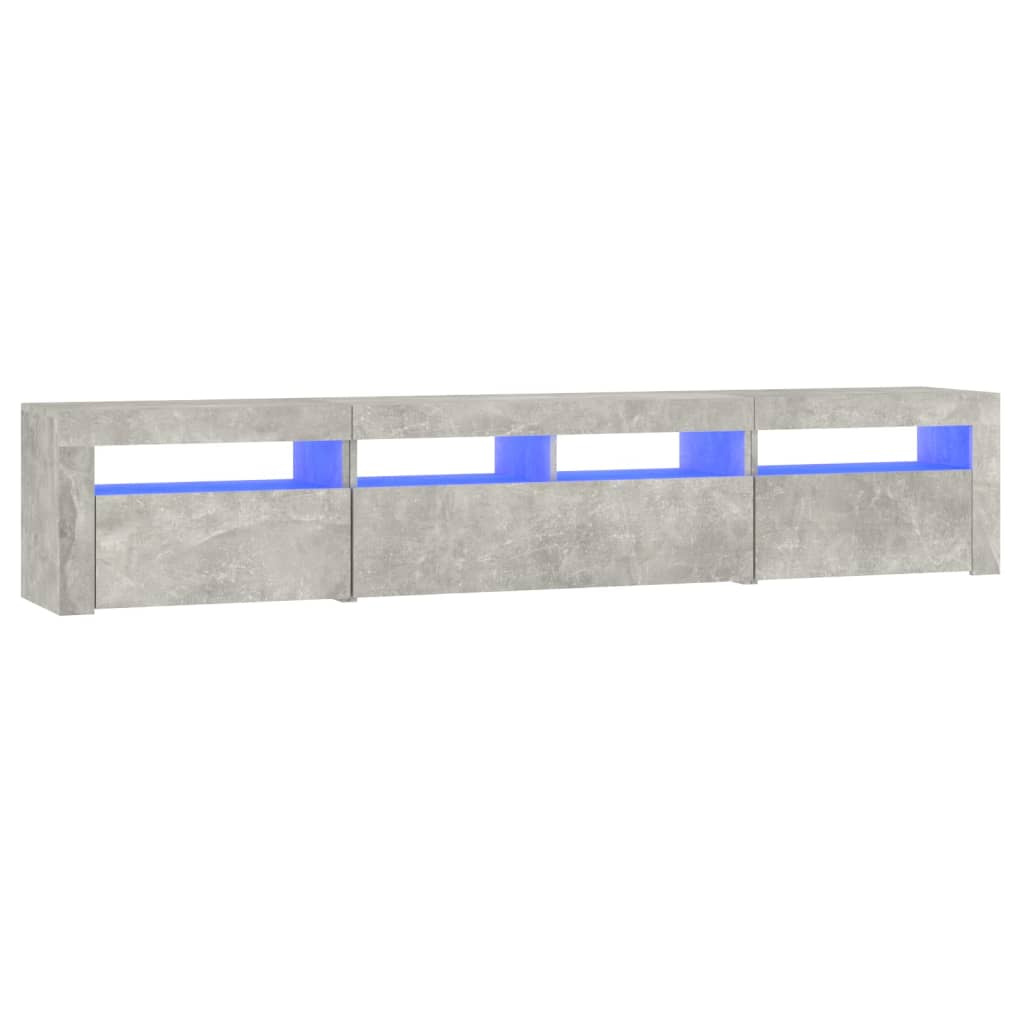betonszürke TV-szekrény LED lámpákkal 210x35x40 cm (3152733)