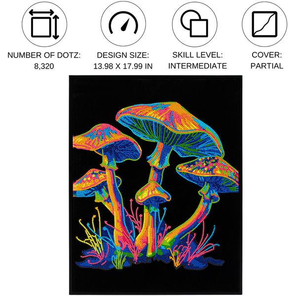 DIAMOND DOTZ ADULTS FLOCKED NEON MUSHROOMS