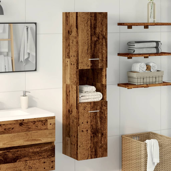  vidaXL vidaXL Wisząca szafka łazienkowa, stare drewno, 30x30x130 cm