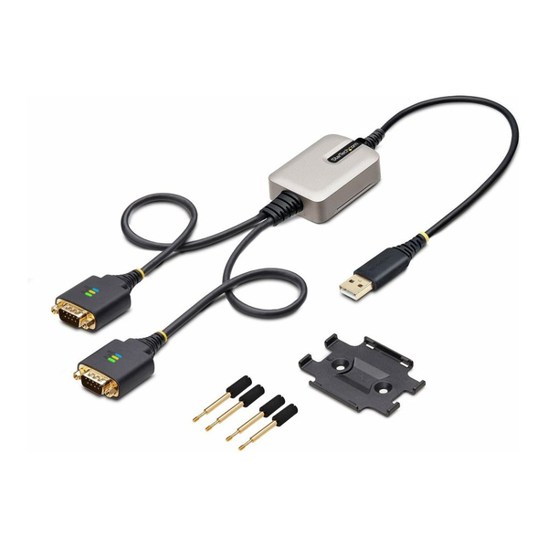 StarTech.com 2P1FFC-USB-SERIAL кабелен преобразувател мъжко/женско USB-A 2 x DB-9 RS-232 Черен, Сив