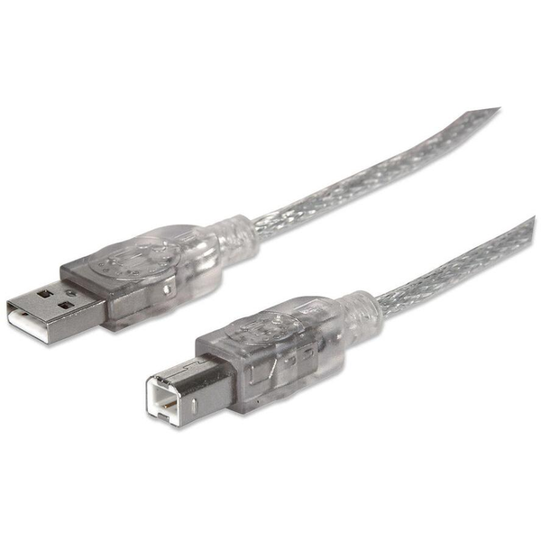 Manhattan 340458 USB kabel 3 m USB 2.0 USB A USB B Stříbrná