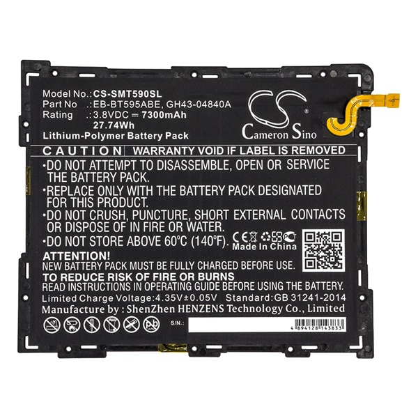 Cameron Sino CS-SMT590SL Samsung Galaxy Tab A 10.5 LTE (2018) Tablet akkumulátor 7300 mAh