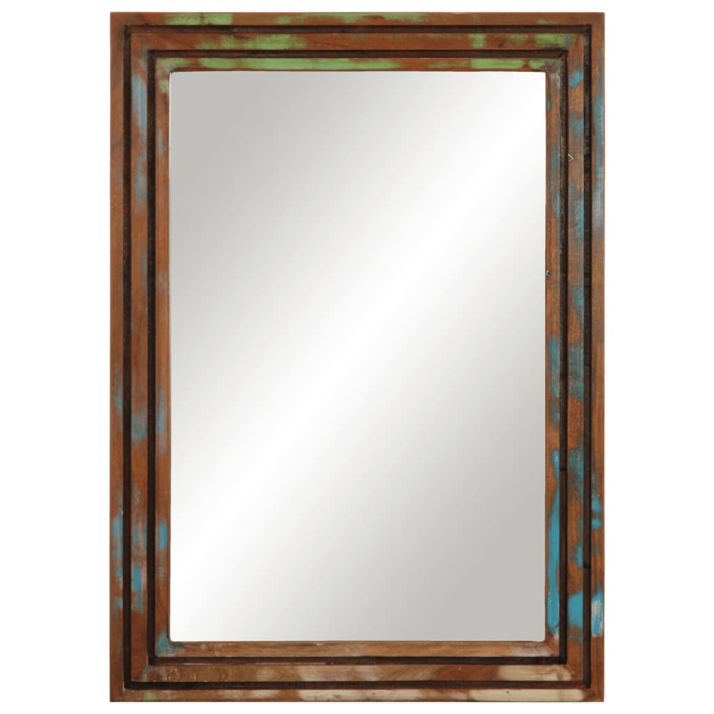tömör akácfa és üveg fürdőszobatükör 50 x 70 cm (377593)