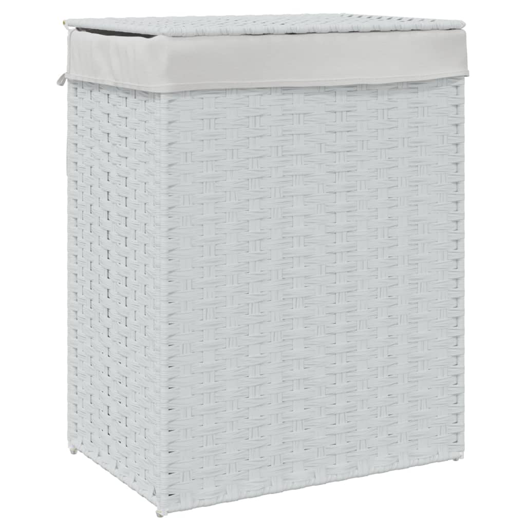 fehér polyrattan szennyeskosár fedéllel 46x33x60 cm (372033)