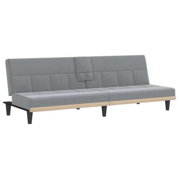 Canapea extensibilă cu suporturi de pahar, gri deschis, textil