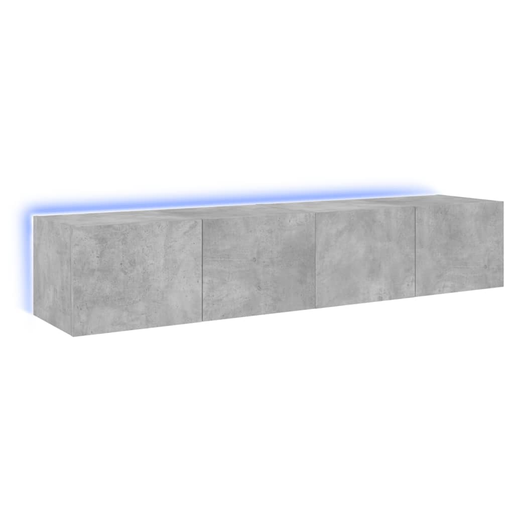 2 db betonszürke fali TV-szekrény LED-del 80x35x31 cm (837288)