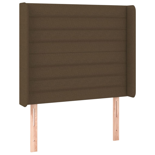 Tăblie de pat cu aripioare maro închis 93x16x118/128 cm textil