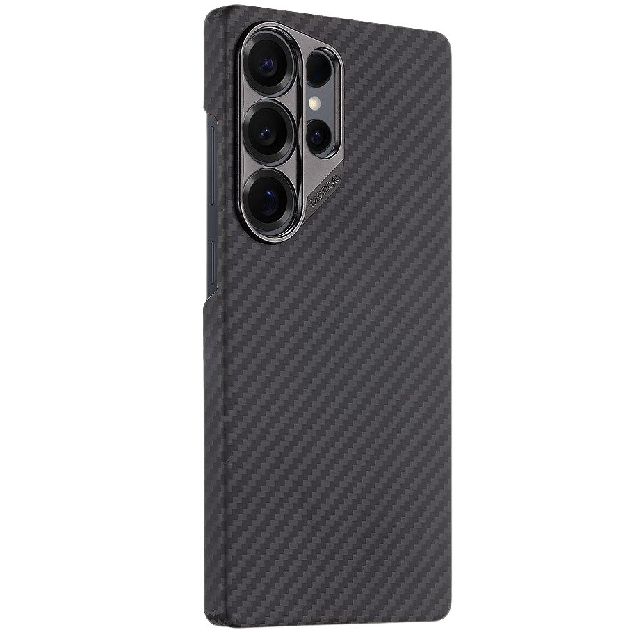 Samsung Galaxy S26 Ultra SM-S948, Műanyag hátlap védőtok, közepesen ütésálló, aramidszállal, Magsafe töltővel kompatibilis, karbon minta, Tactical MagForce Aramid, fekete (8596311301179)