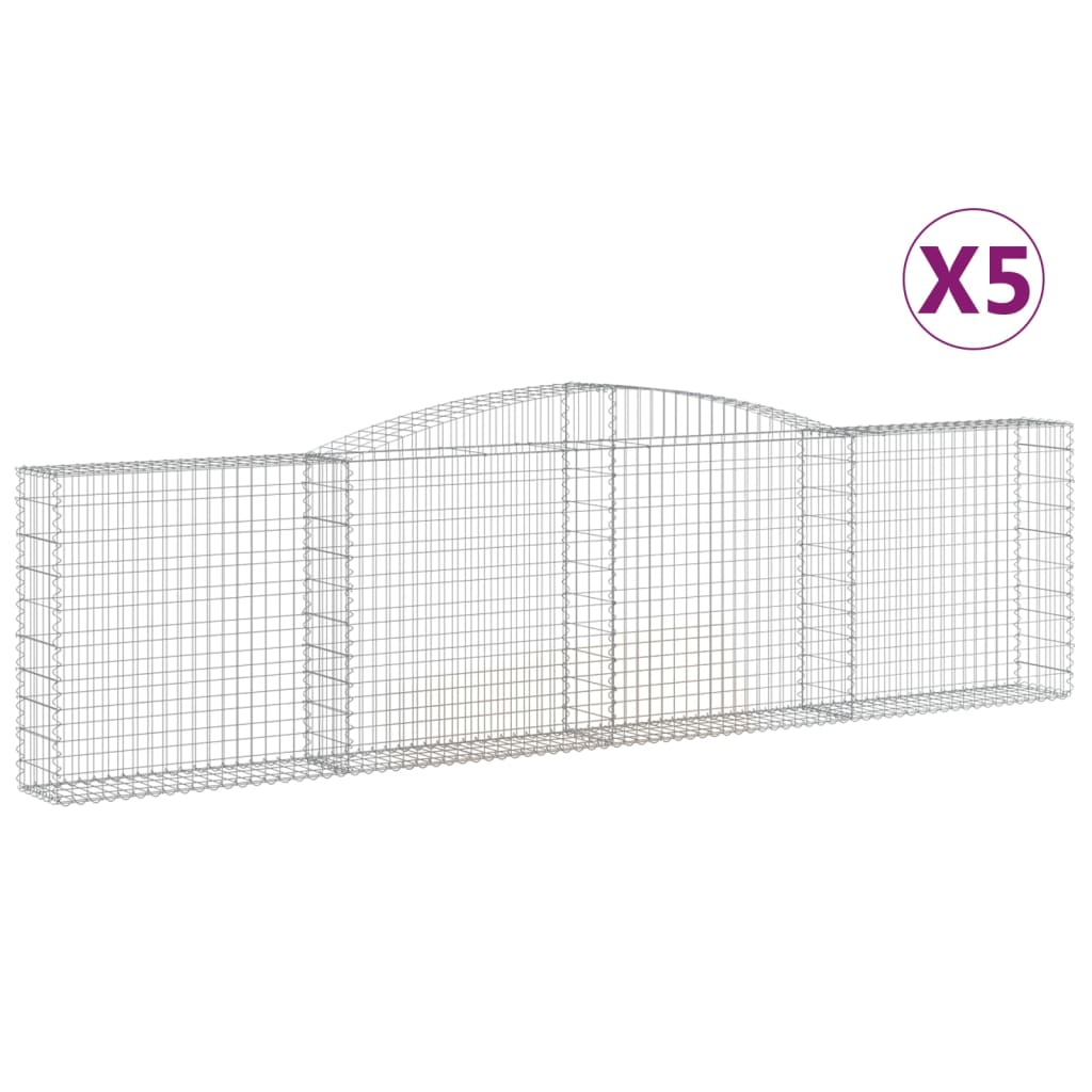 5 db íves horganyzott vas gabion kosár 400x30x100/120 cm (3146869)