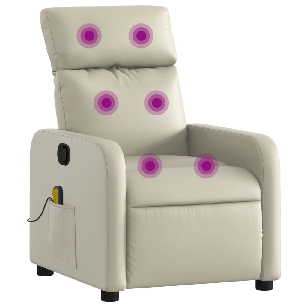 krémszínű műbőr dönthető masszázsfotel (374191)