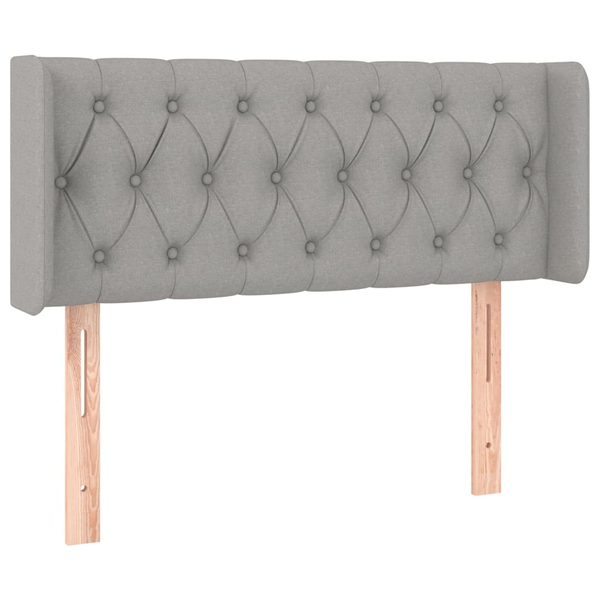 Tăblie de pat cu aripioare gri deschis 103x16x78/88 cm textil