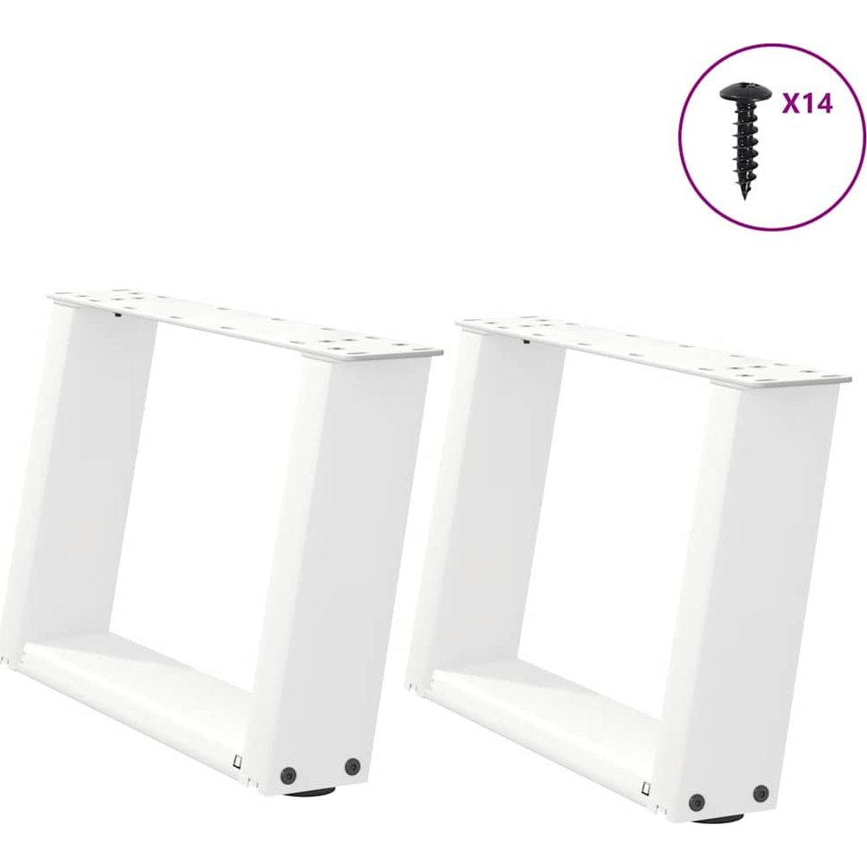 Dohányzóasztal lábak U alakú 2 db Fehér 50x(30-31) cm Acél (4012745)