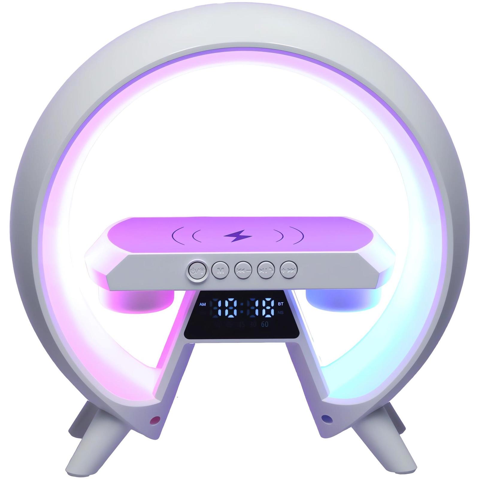 KIK KX3384 Multifunctional Bluetooth RGB speaker with wireless charger, white (57275)