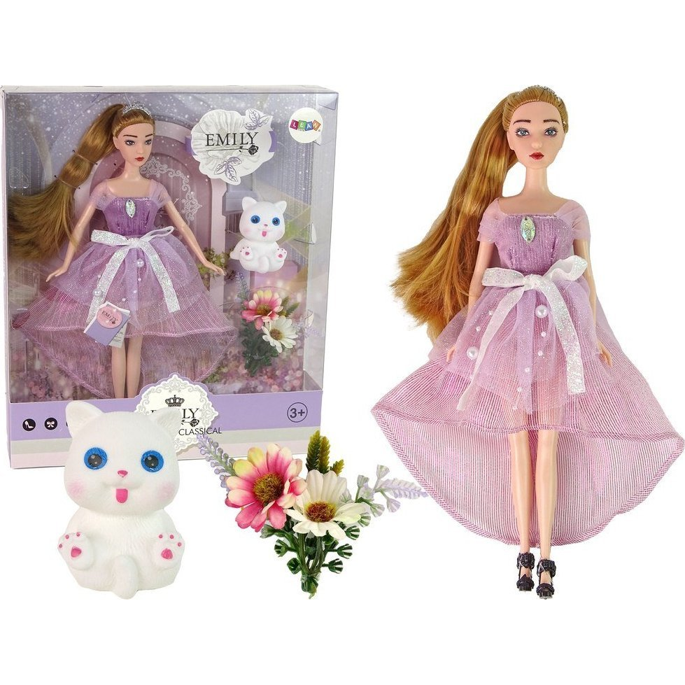 Emily Hosszú Hajú Fehér Macska Baba (13915)