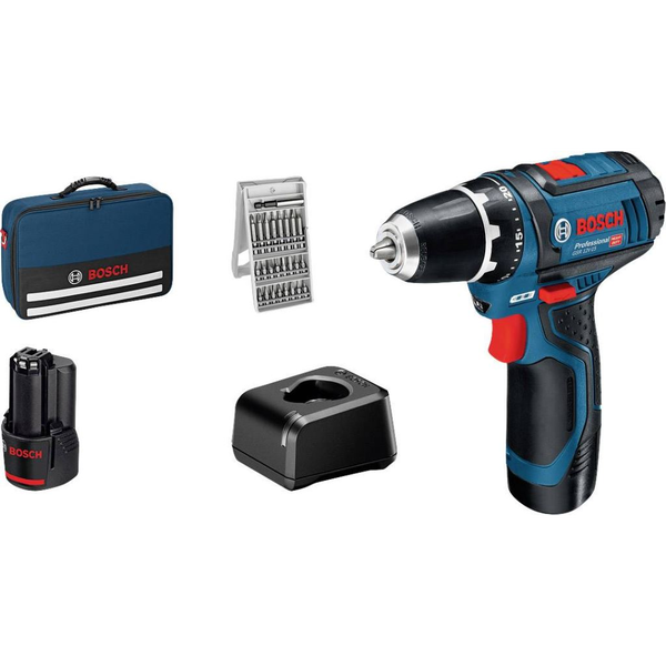 Bosch GSR 12V-15 Professional 1300 RPM Negru, Albastru